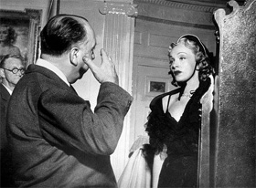 Alfred Hitchcock directing Marlene Dietrich for Stage Fright