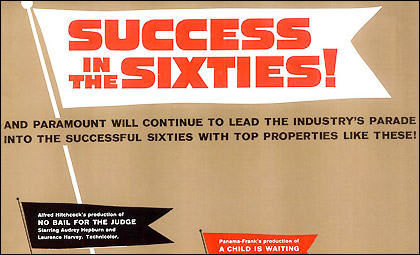 Detail of a Paramount trade advertisement touting Alfred Hitchcock’s production of No Bail for the Judge amongst its “top properties” leading into the 1960s.