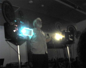 Dirk de Bruyn at the OtherFilm Festival in 2007, performing Four Seasons with Warren Burt