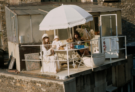 Ewa Rudling, Michel Fournier and their baby boy Archibald on the balcony of their studio in Montparnasse, 1972. Photo: Nico. Private Collection of Ewa Rudling. All Rights Reserved.