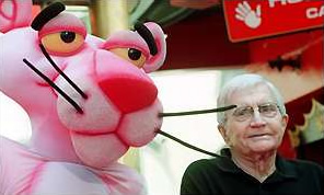 Blake Edwards (right) and Pink Panther